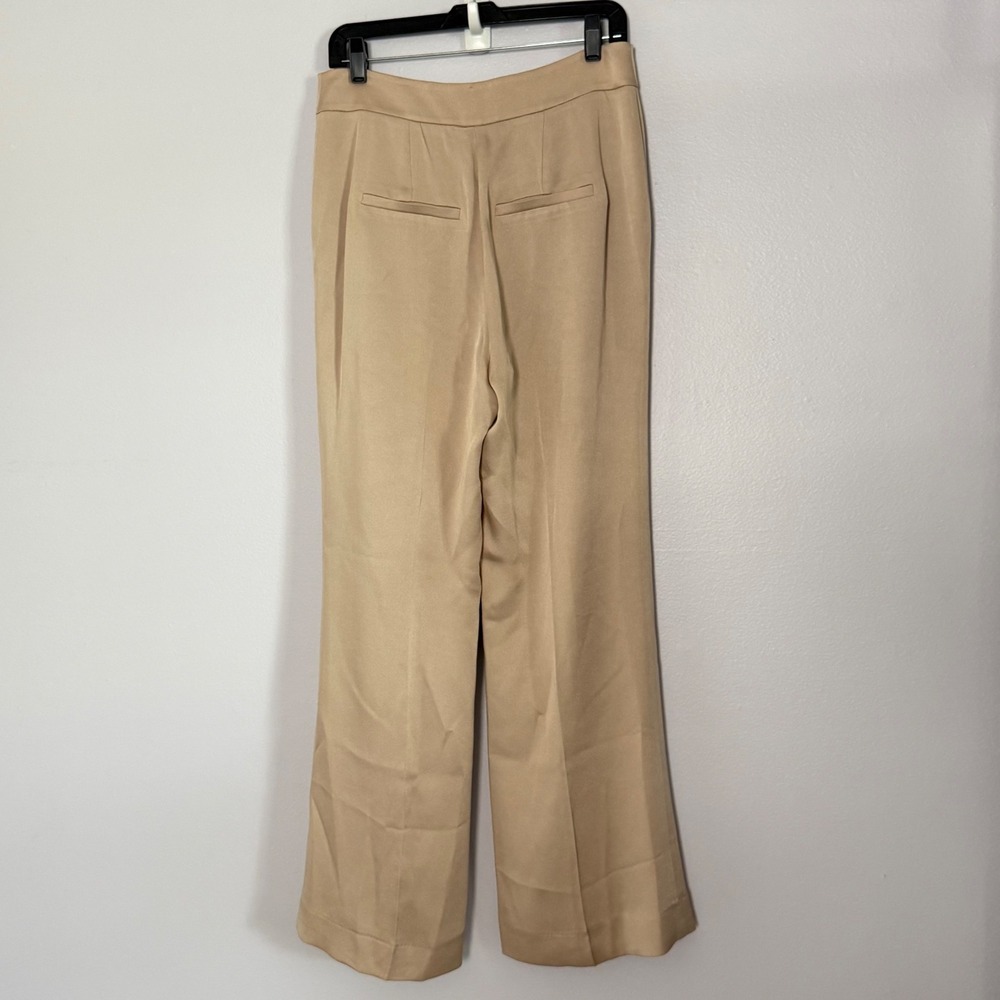 Veronica Beard Robinne Wide Leg Trousers Pants in Sand Satin Crepe Pleated - 8 - Picture 6 of 6